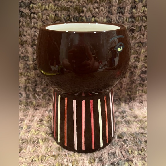 Opal House, Picasso Inspired Face Planter/Vase 6” Stoneware, dark brown - Picture 3 of 12